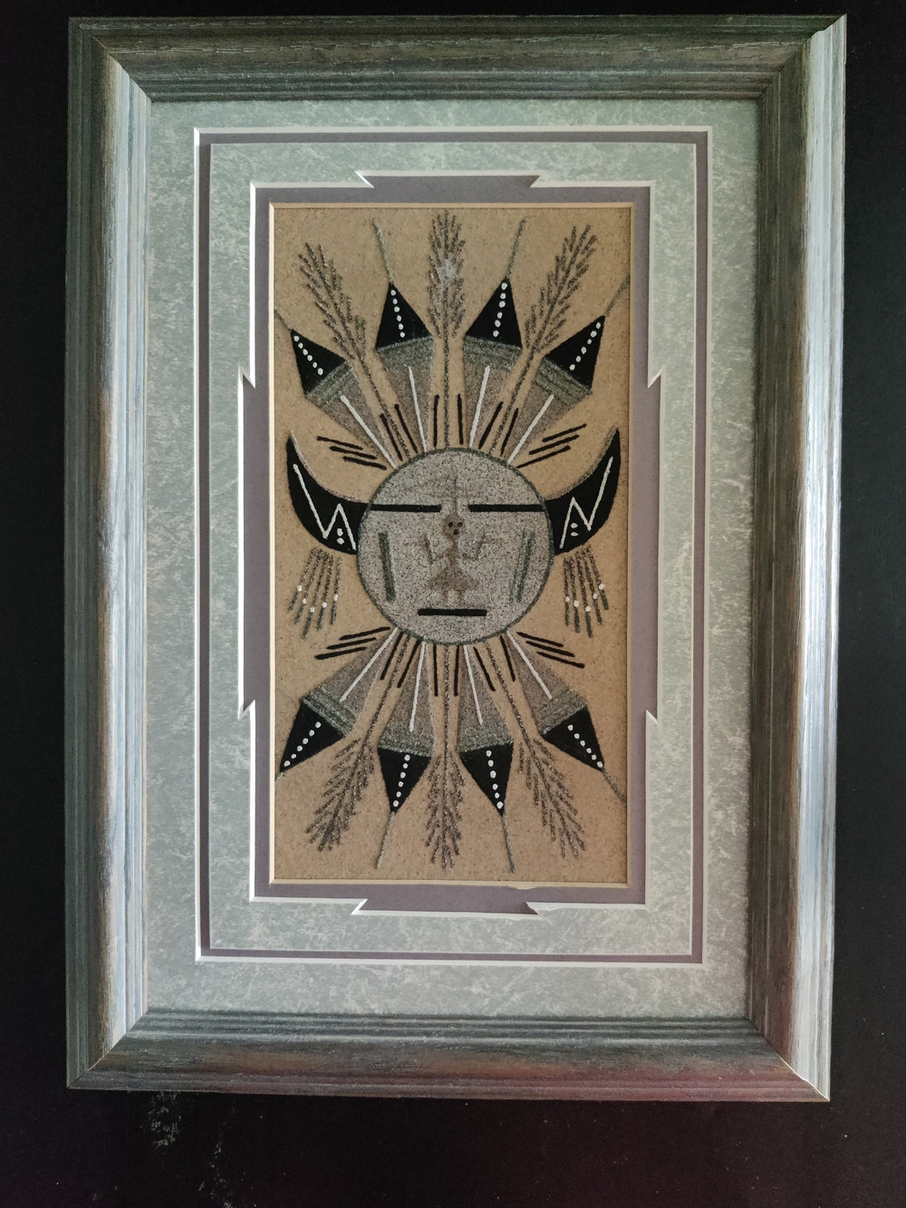 Relinda Tom Authentic Navajo Sandpainting framed...Approx 13.5"X9.5"